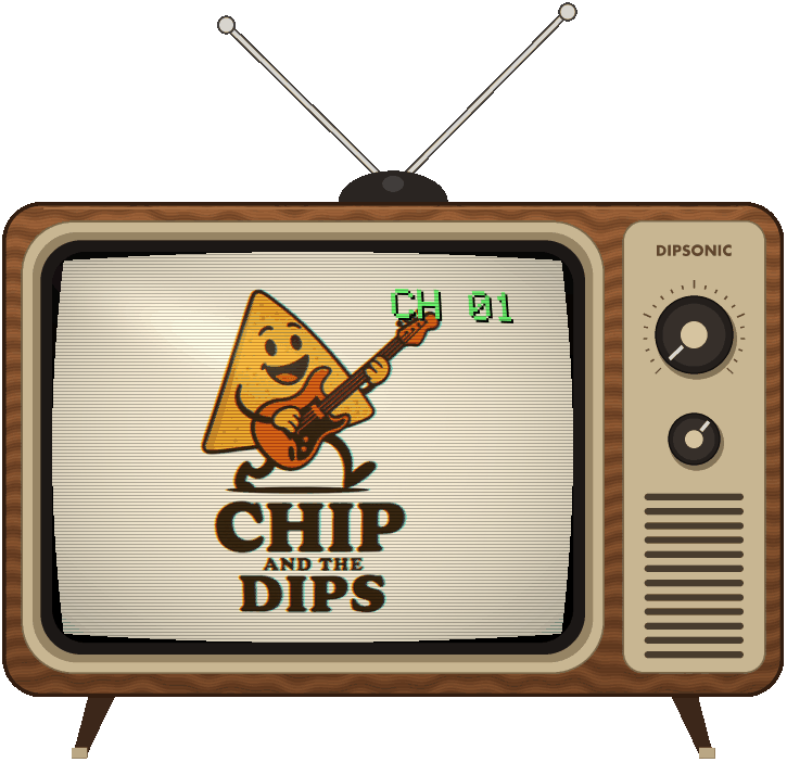 Chip and the Dips Chip and the Dips logos flipping channels on a vintage TV